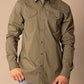 Mens Kimes Ranch Blackout Dress Shirt in Army Green
