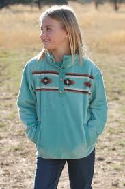 Cruel Girl's Turquoise Southwest Fleece Pullover