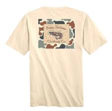 PIMP SHRIMP Short Sleeve Camo-Back Pocketed T-Shirt - Cream