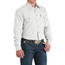 Cinch Men's Cream & Black Micro Geo Print Western Shirt