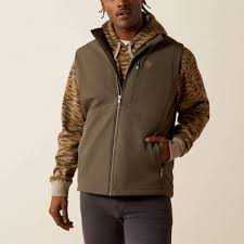 ARIAT MENS DARK GREEN LOGO SOFTSHELL VEST