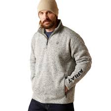 Ariat Mens Caldwell Logo 1/4 Zip Sweater Nulla Heather