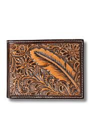 Ariat Men’s Brown Feather Embossed Bifold Wallet