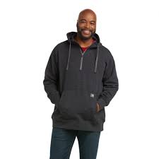 Ariat Men's Rebar Workman 1/4 Zip Hoodie Charcoal
