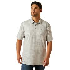 Ariat Men's 360 AirflowDark Gray Geo Vented Fabric Polo