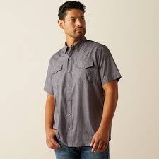 Ariat Men's Grey VentTEK Western Fitted Snap Short Sleeve Shirt