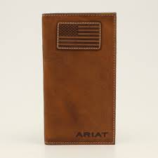 Ariat Brown Flag Patch Rodeo Wallet