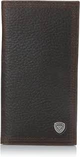 Ariat Western Mens Wallet Rodeo Leather Shield Concho Dark Rowdy Brown