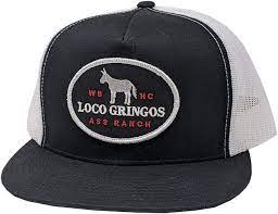 WHISKEY BENT LOCO GRINGOS BLACK/WHITE TRUCKER HAT