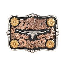 Nocona LongHorn Scrolling Pattern BELT BUCKLE 37917