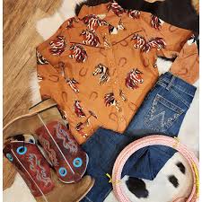 Cotton & Rye Girls Western Horse Head Long Sleeve