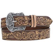 Hooey "Flora" Original Hooey Ladies Belt Natural/Brown/Red w/Floral