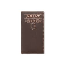 Ariat Men's Chocolate Bullhide Boot Stitch Logo Rodeo Wallet