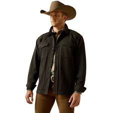 ARIAT MENS BLACK CATTLEMAN SHIRT JACKET