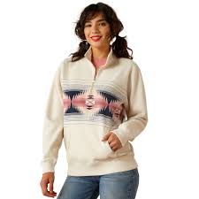 Ariat Womens June 1/2 Zip Sweatshirt Oatmeal Heather