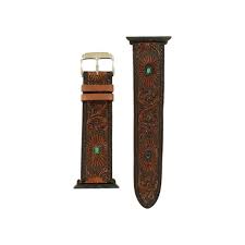 Nocona IWatch band Floral Tool Turquoise Accents