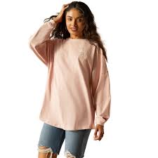 ARIAT WOMENS CANVAS OVERSIZED LS TSHIRT