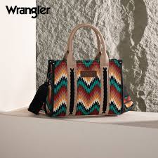 Wrangler Southwestern Pattern Dual Sided Print Tote/Crossbody