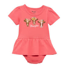 Wrangler Baby Girl's Short Sleeve Logo Skirted Bodysuit