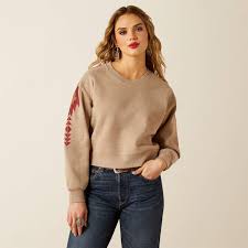 ARIAT WOMENS TATONKA SWEATSHIRT BROWN HEATHER