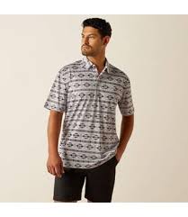 Ariat Men's AriatTEK Grey & Black Aztec Polo Shirt