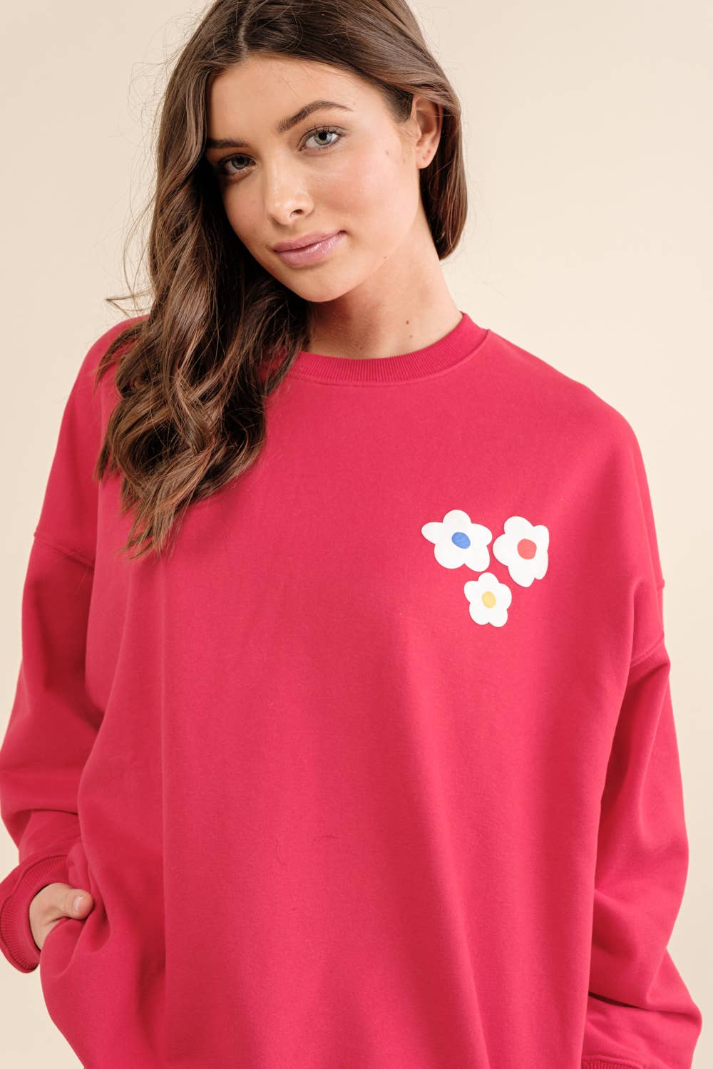 32372T - French Terry Graphic Pullover Sweatshirt: TAUPE / LARGE