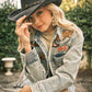22755J - Garment Washed Snap Up Rodeo Denim Jacket: LIGHT WASH / S