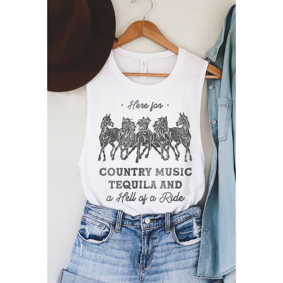 COUNTRY MUSIC GRAPHIC TANK TOP: Mineral Mustard