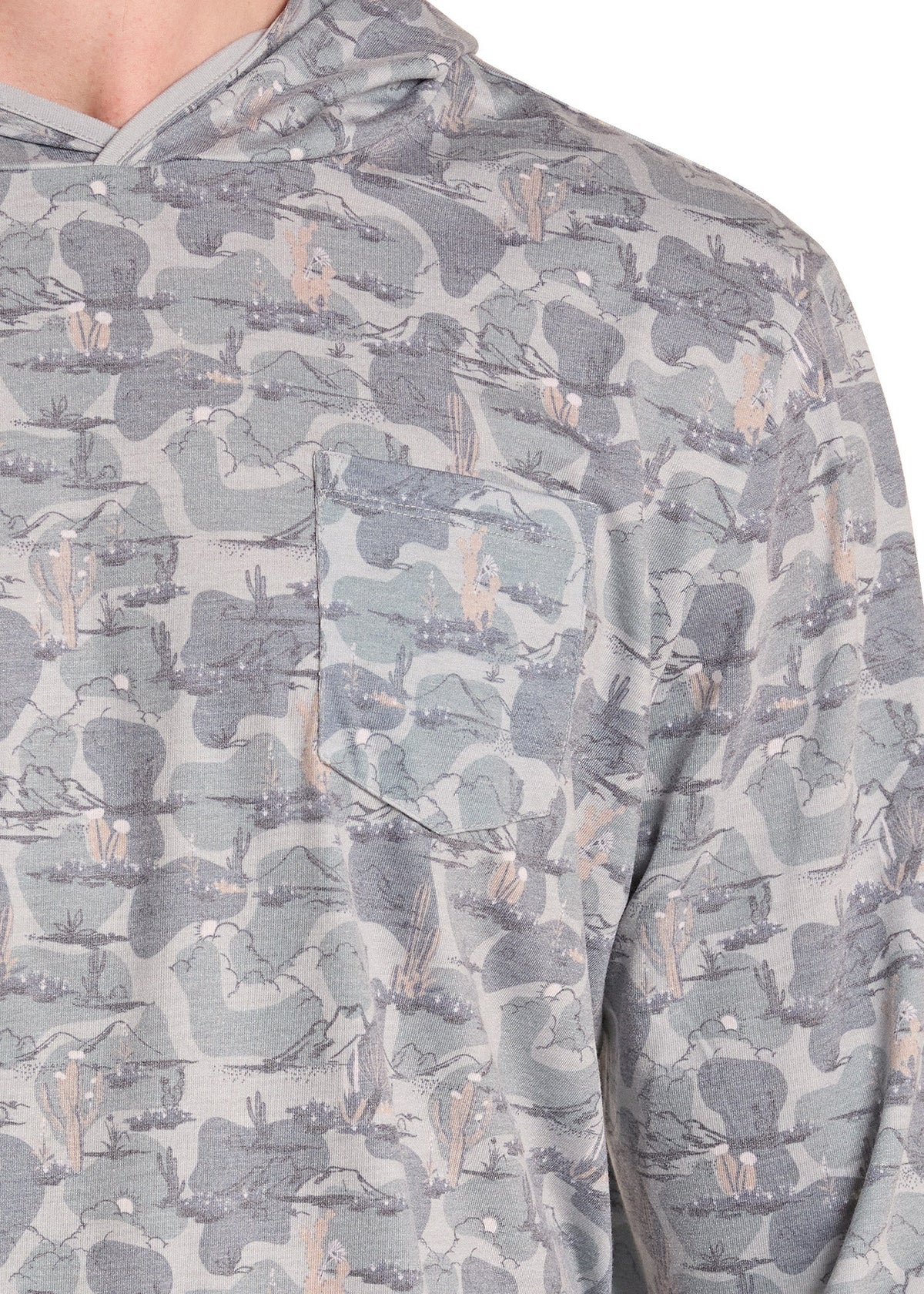 ROCK & ROLL MEN'S Olive Camo Print Lite Hoodie-BM22T09613