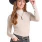 ROCK & ROLL Cream Lurex Turtleneck Top BW22T09407