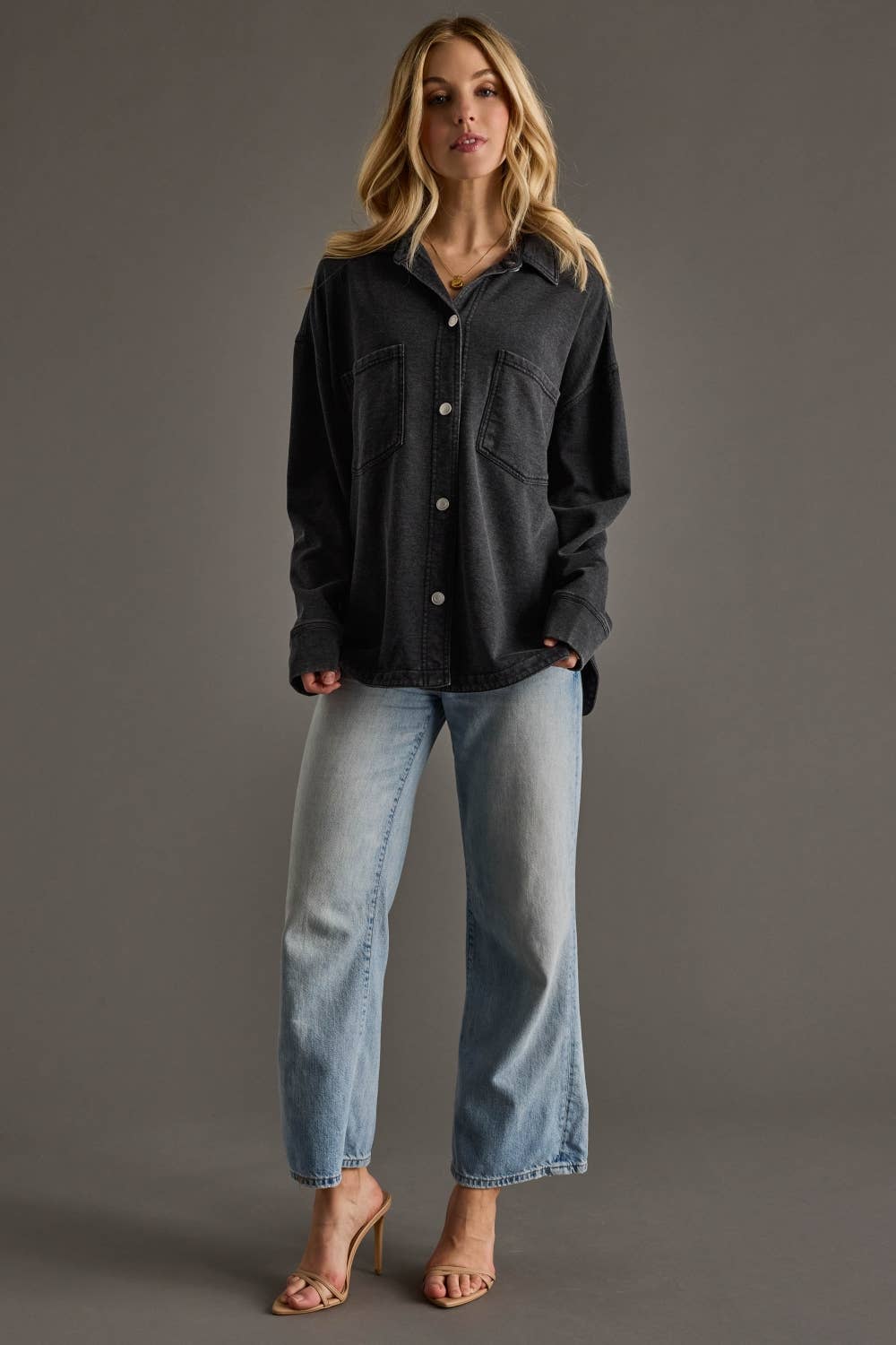 The Cori Black Super Soft Button Up