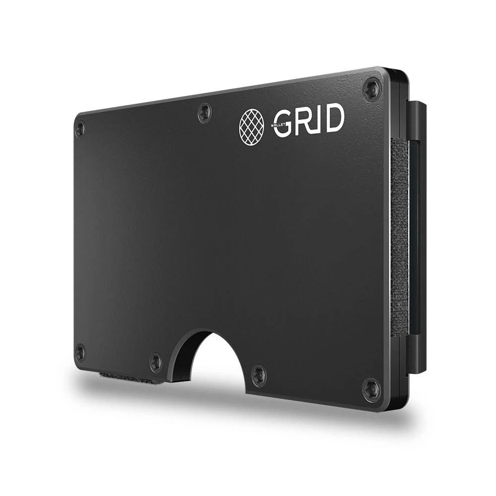 Grid Wallet // Gunmetal Aluminum: Gunmetal / Aluminum / 3.38"L x 2.12"W x 0.23"H