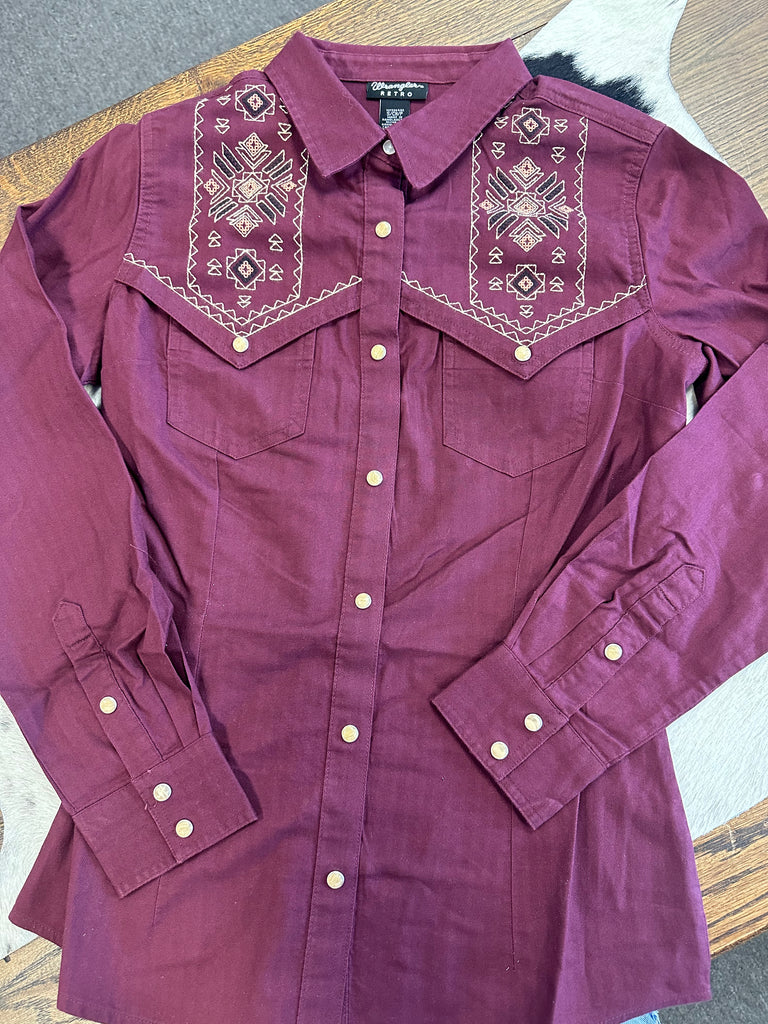 WRANGLER WOMENS RETRO SNAP YOKE LS SHIRT