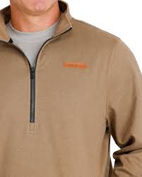 Cinch Men's Twill 1/2 Zip Heather Pullover - Brown