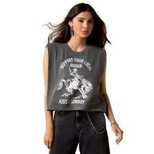 Ariat Womens Faded Black Kiss a Cowboy T-Shirt