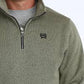 Cinch Men's Olive Quarter Zip Pullover Olive Green