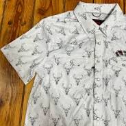 Rock & Roll Men's White Longhorn Short Sleeve TEK Snap Down BMN3S05964