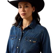 Ariat Womens Farriday Long Sleeve Shirt-DENIM