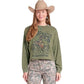 PANHANDLE Denim Women's Graphic Pullover - Forest Green BW91T09718