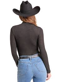 Rock & Roll Denim LUREX MESH Mockneck Top #BW22T09407