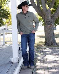 Cinch Men's Olive Quarter Zip Pullover Olive Green