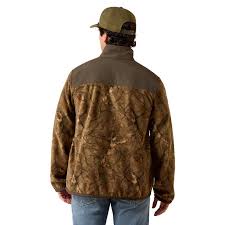 ARIAT Basis Camo Quarter Zip Fleece Pullover-SAVANNAH TAN CAMO