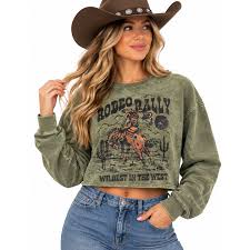 PANHANDLE Denim Women's Graphic Pullover - Forest Green BW91T09718