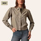 Kimes Ranch Women's Cece Moss Cropped Long Sleeve Pearl Snap Western Shirt