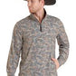 ROCK & ROLL MEN'S Long Horn Camel Camo Quarter Zip Pullover-BM91T10227