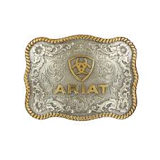 Ariat Silver and Gold Logo Buckle with Twisted Rope Trim