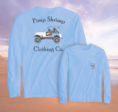 PIMP SHRIMP Long Sleeve Pocketed T-Shirts-AZURE