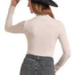 ROCK & ROLL Cream Lurex Turtleneck Top BW22T09407