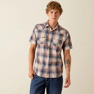 Ariat Men's Retro Haines Fitted Shirt-WHITE PLAID