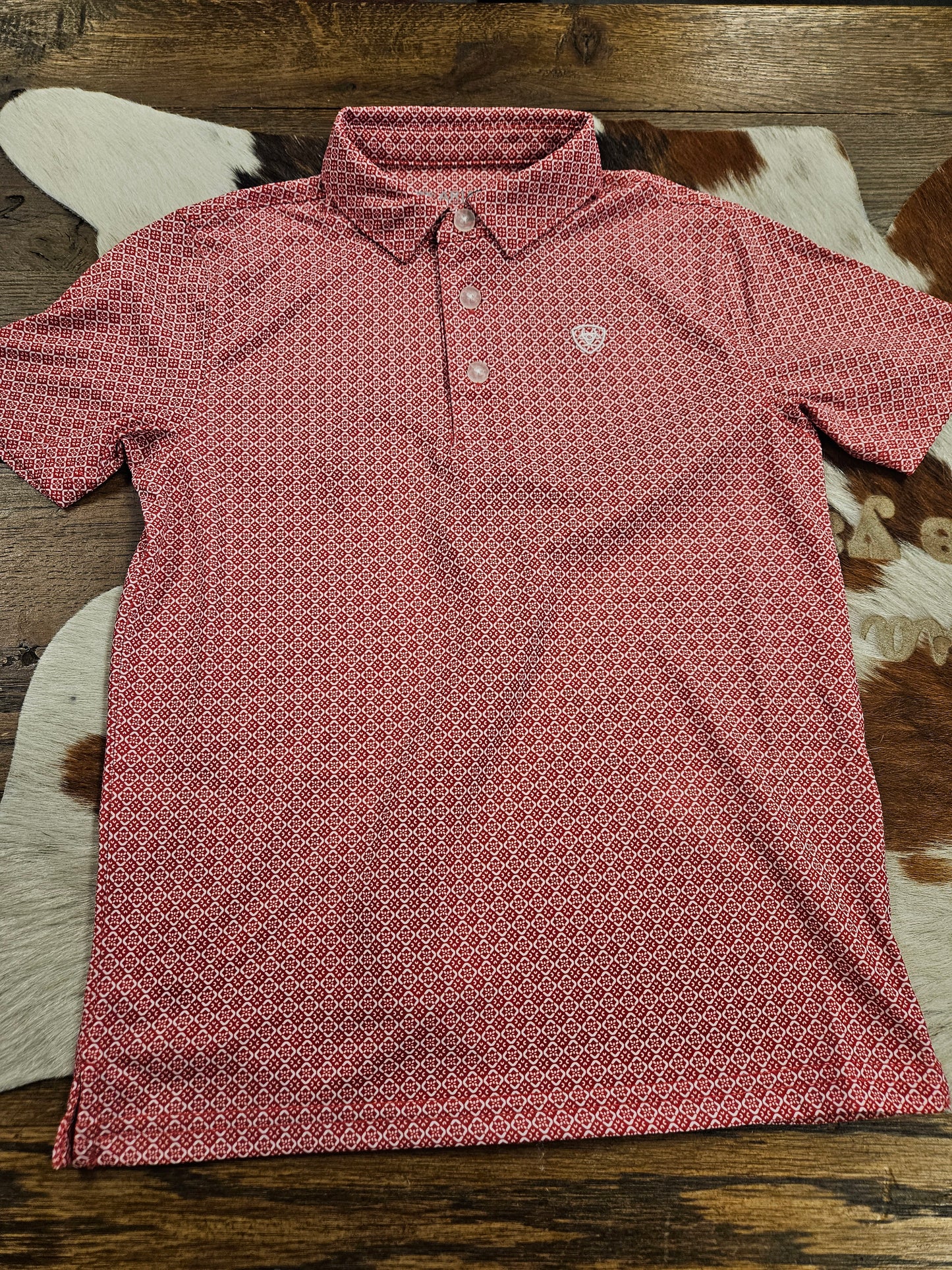 Ariat Boys' Geo Print Short Sleeve Button-Down Polo